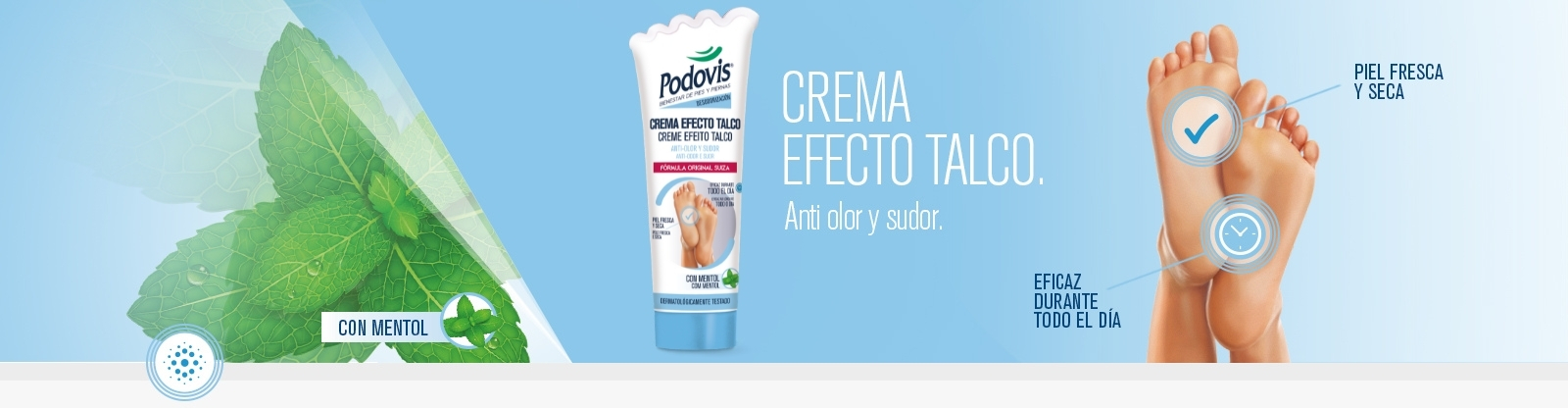 Podovis: crema efecto talco, una eficaz acción anti-sudor y anti-olor que dura todo el dia